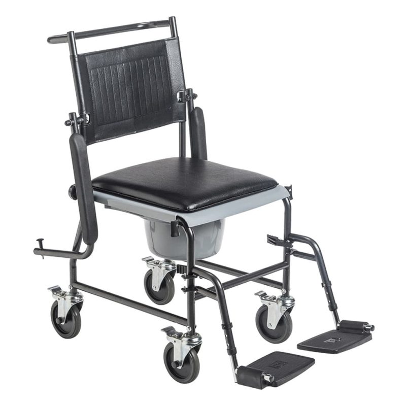 Drive Upholstered Drop Arm Wheeled Commode
