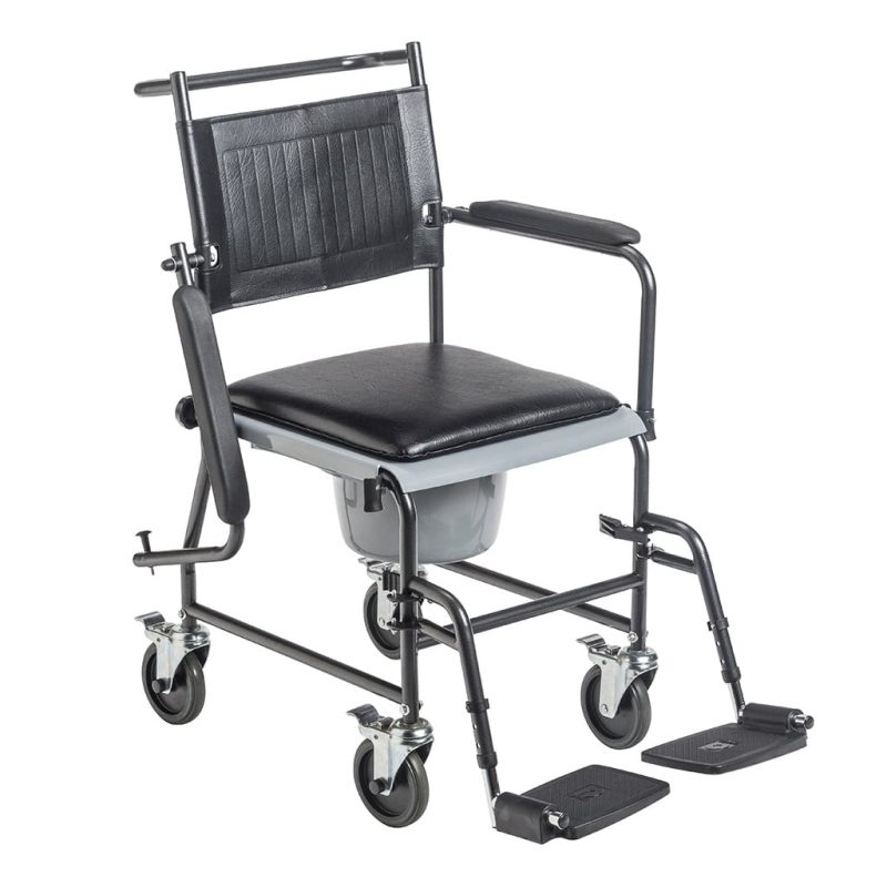 Drive Upholstered Drop Arm Wheeled Commode