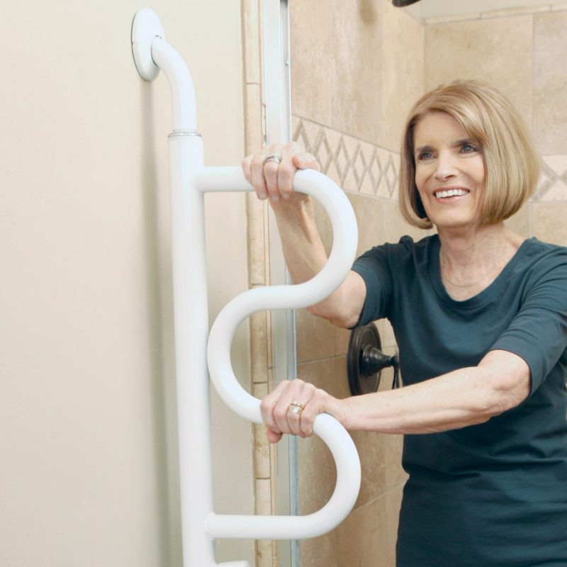 Curve Grab Bar being used