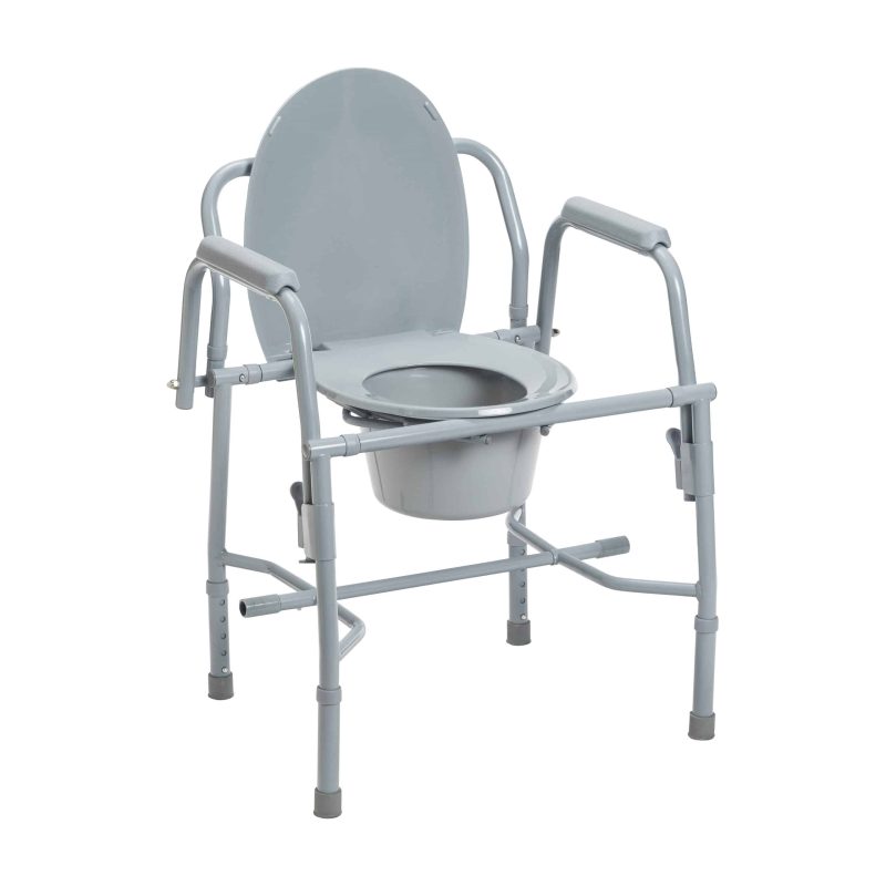 Drive Steel Drop Arm Bedside Commode with Padded Arms - Image 2