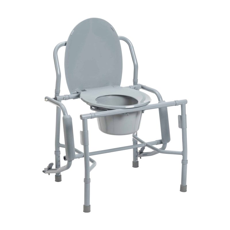 Drive Steel Drop Arm Bedside Commode with Padded Arms - Image 3