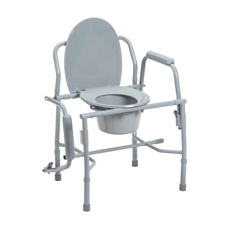 Drive Steel Drop Arm Bedside Commode with Padded Arms - Image 5