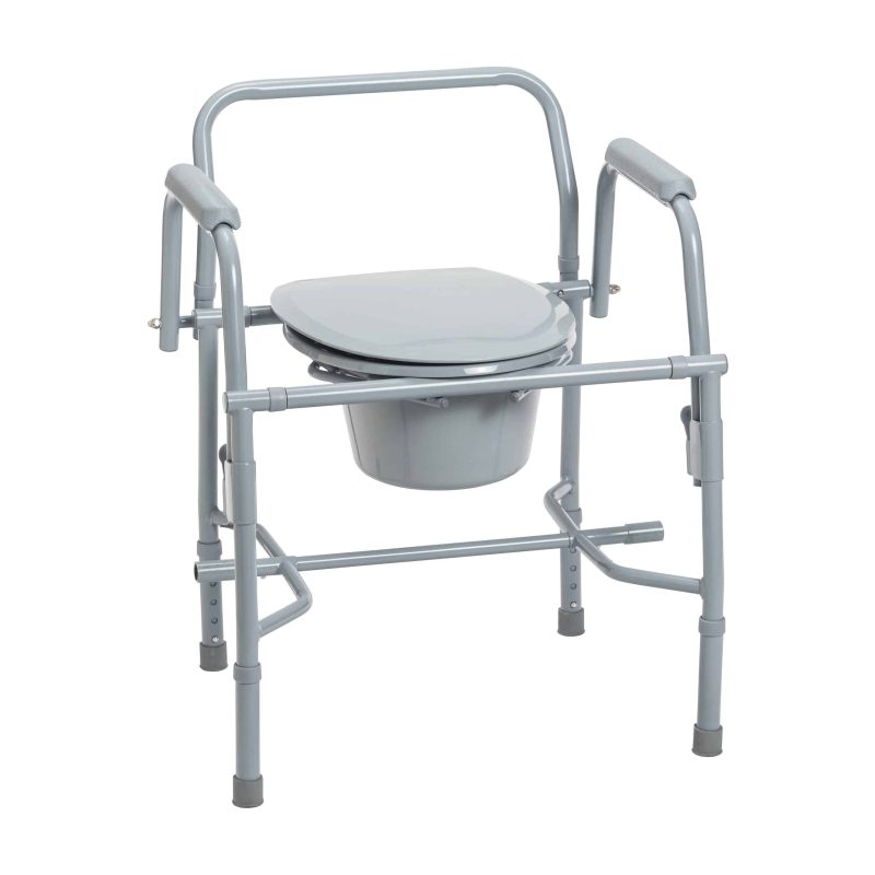 Drive Steel Drop Arm Bedside Commode with Padded Arms - Image 6