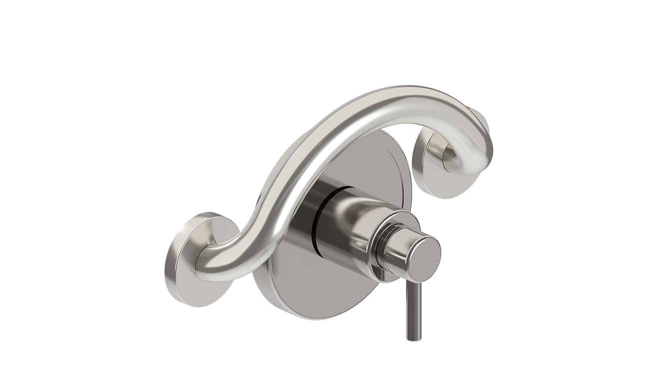 Crescent Grab Bar on Shower