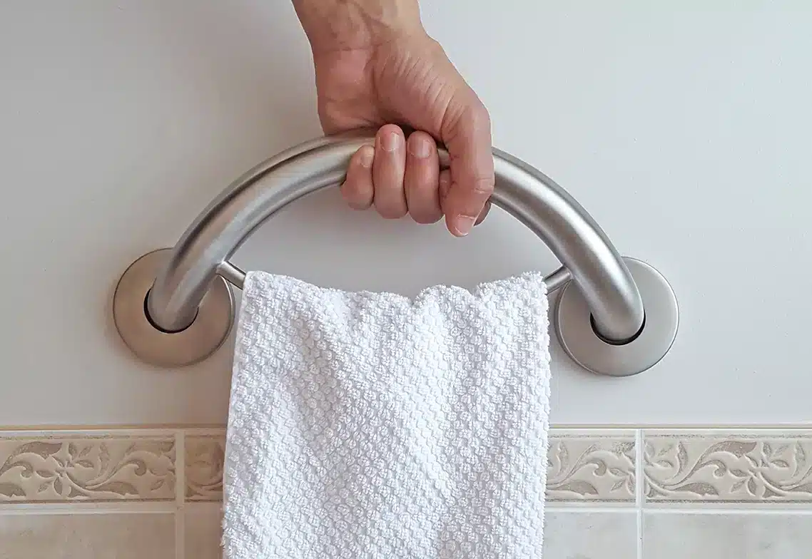 PLUS Towel Ring + Grab Bar on Bathroom