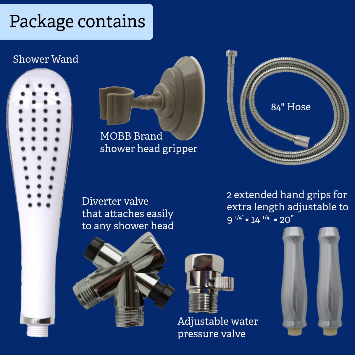 Kit includes of the View larger imageAdjustable Shower Wand View larger imageAdjustable Shower Wand Adjustable Shower Wand