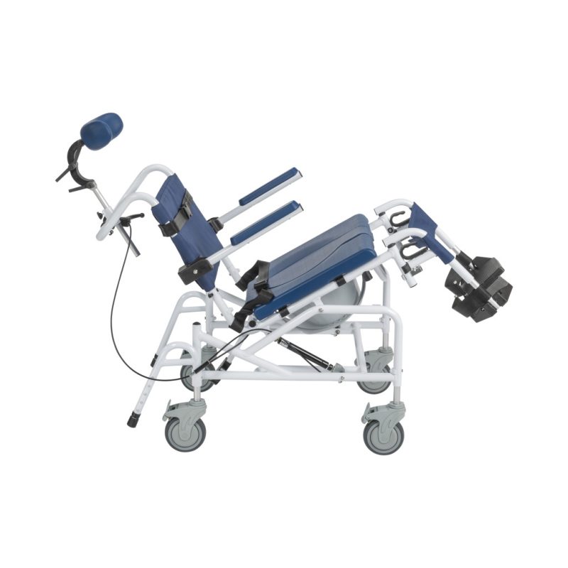 Recline Mode - Tilting Aluminum Rehab Shower Chair Commode