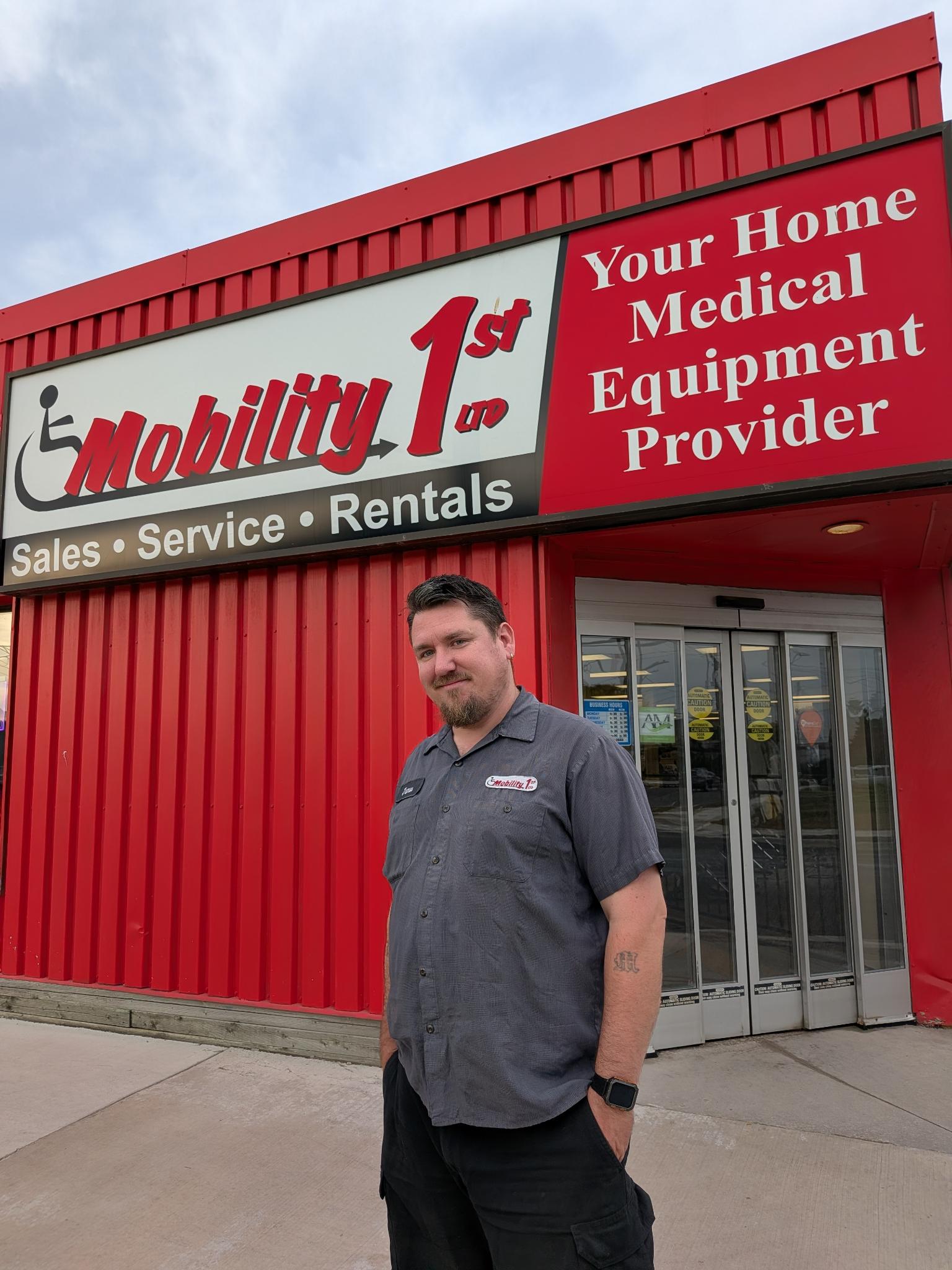 James in front of Mobility 1st store