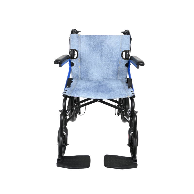 Denim-Style 12 Wheel Transport Chair Facing forward
